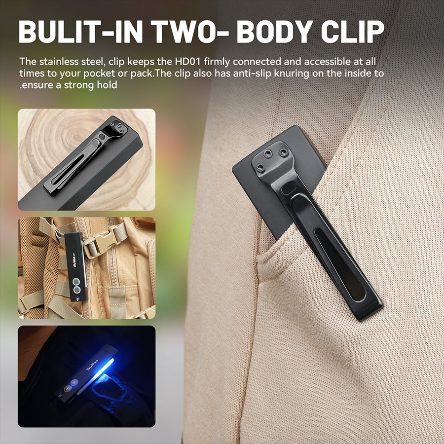 Wurkkos HD01 Rechargeable EDC Flashlight with Front Sport Light and Side flood light (90CRI)/RGB Light/Dual Switch/Magnetic Tail