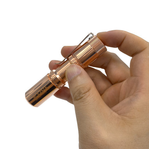 E05 II Cu 1300 Lumens Copper Flashlight,White LED Emitters, with 14500 Battery (Compatible with AA), Eeay to Carry, for Camping, Hiking