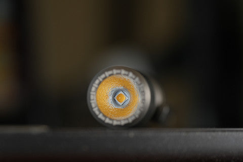 E05 II 1300 Lumens Titanium / Stonewashed Flashlight, with 14500 Battery (Compatible with AA), For Camping, Hiking