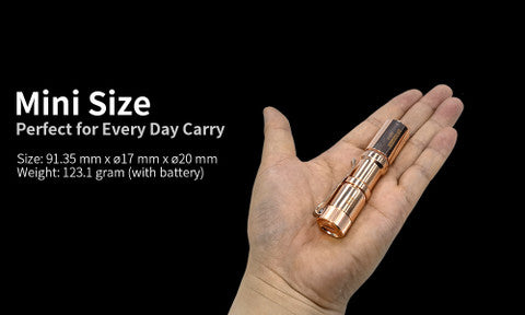 E05 II Cu 1300 Lumens Copper Flashlight,White LED Emitters, with 14500 Battery (Compatible with AA), Eeay to Carry, for Camping, Hiking