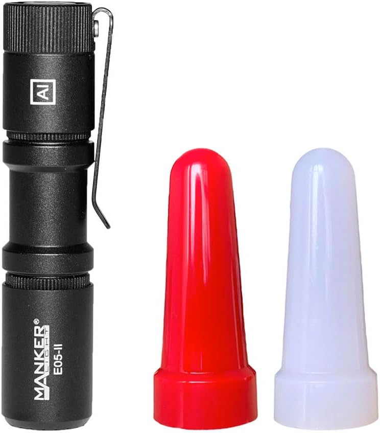 Manker E05 II Compact EDC Flashlight, High Density 1300 Lumens White LED Emitters, with 14500 Battery (Compatible with AA), Eeay to Carry, for Camping, Hiking