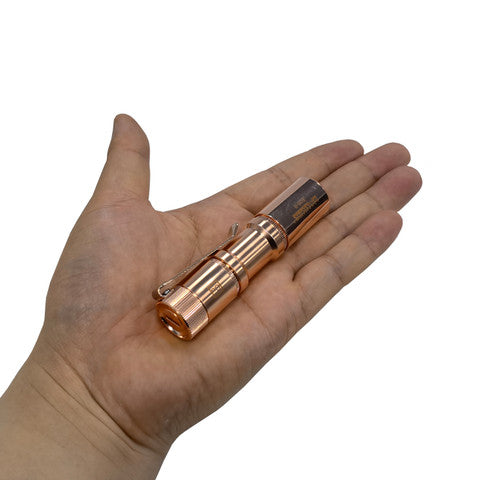 E05 II Cu 1300 Lumens Copper Flashlight,White LED Emitters, with 14500 Battery (Compatible with AA), Eeay to Carry, for Camping, Hiking