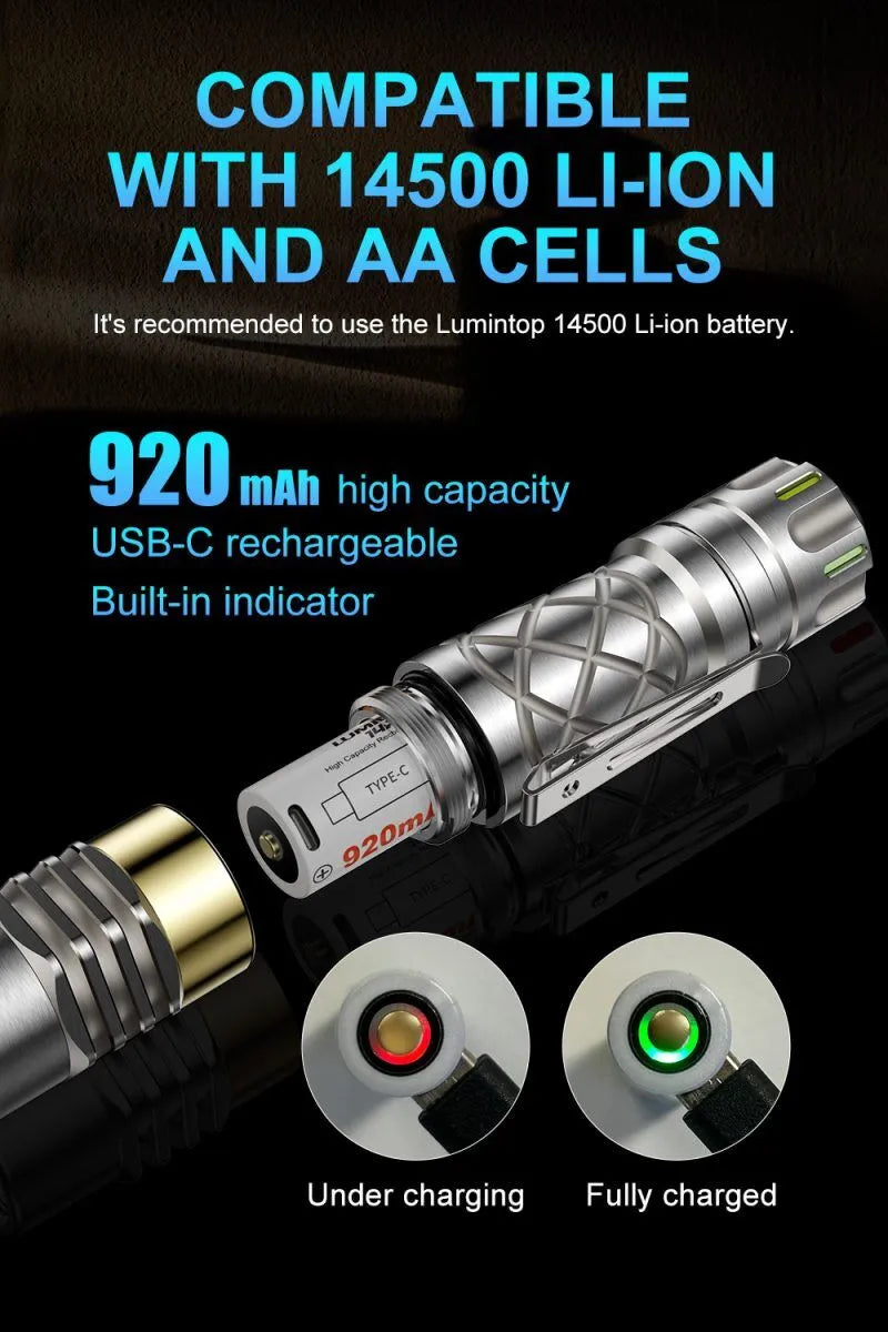 Lumintop Ring King 1000 Lumens 14500 EDC Tactical Flashlight Ant Man LED