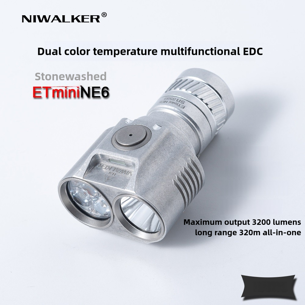 Niwalker ETmini NE6 Stonewashed Titanium Dual Head 3200lm EDC Flashlight