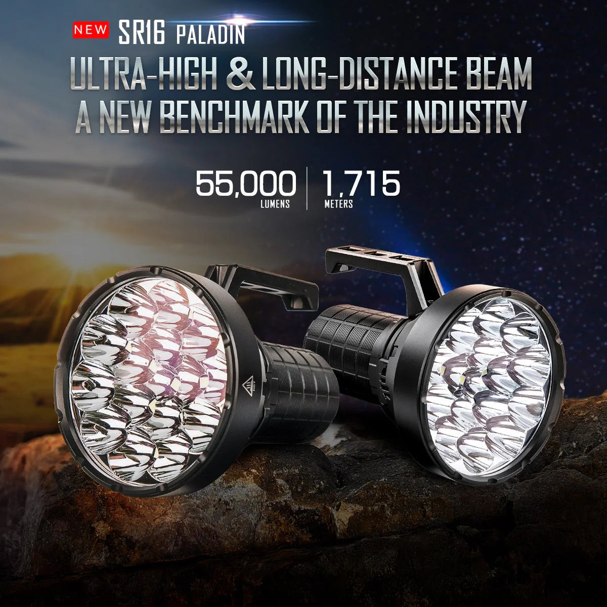 IMALENT SR16 55000 lumen torch,a remarkable 1,715-meter illumination distance
