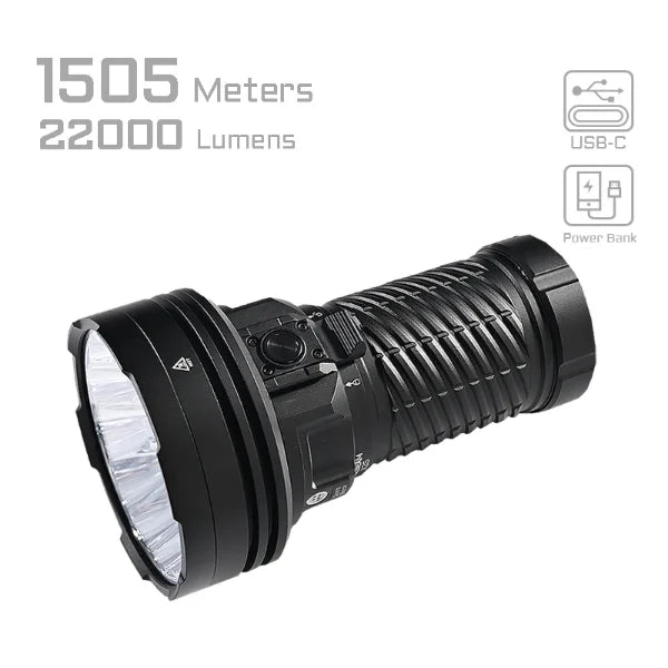 X25 High-power Long Range Flashlight， high power 22,000 Lumens