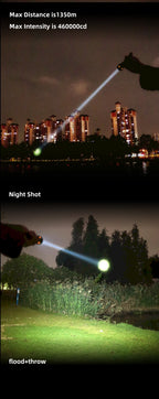FW3 1550 Lumens 1356 Meters Outdoor Long Range Throw LED Tactical LEP Flashlight Torch for Hunting, Camping