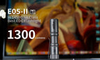 E05 II 1300 Lumens Titanium / Stonewashed Flashlight, with 14500 Battery (Compatible with AA), For Camping, Hiking