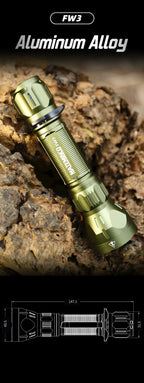 FW3 1550 Lumens 1356 Meters Outdoor Long Range Throw LED Tactical LEP Flashlight Torch for Hunting, Camping