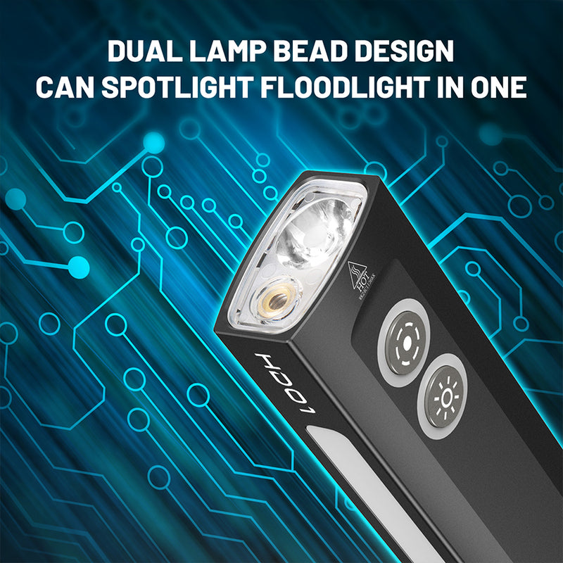 Wurkkos HD01 Rechargeable EDC Flashlight with Front Sport Light and Side flood light (90CRI)/RGB Light/Dual Switch/Magnetic Tail