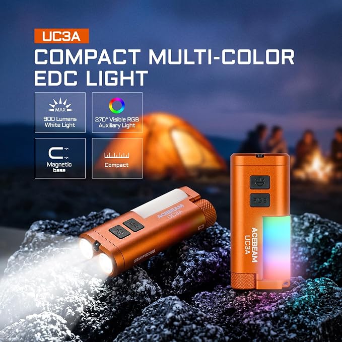 ACEBEAM UC3A EDC AAA Torch, 900 High Lumens Multi-Light Source Mini Torch