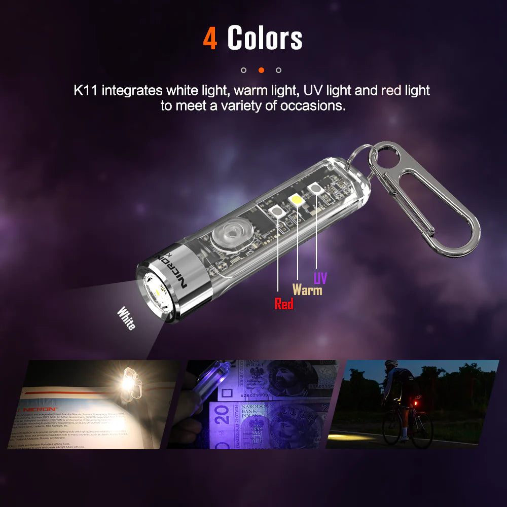 Nicron Keychain K11 LED Flashlight Mini Pocket Light Multi-function 400lumens Waterproof Type-C Rechargeable Flashlight