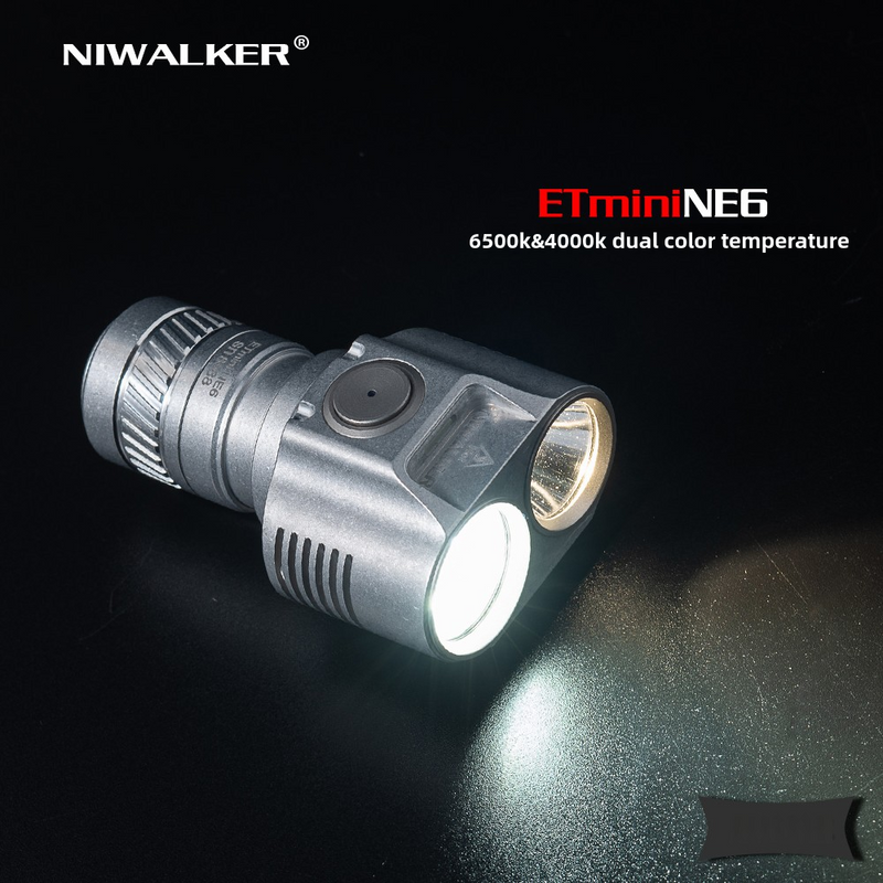Niwalker ETmini  NE6 Stonewashed Titanium Dual Head 3200lm EDC Flashlight