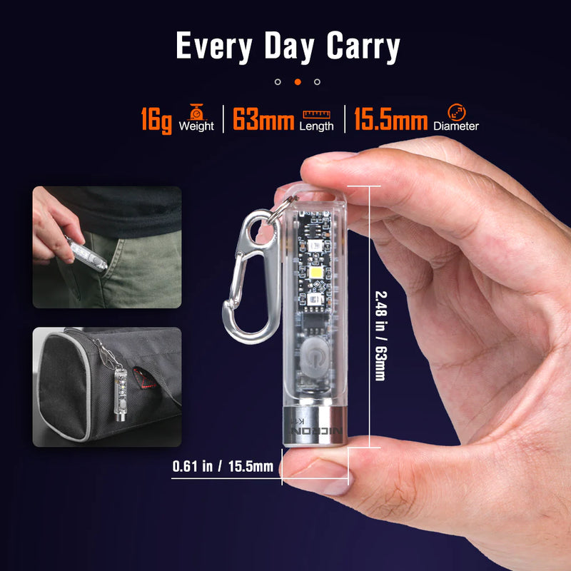 Nicron Keychain K11 LED Flashlight Mini Pocket Light Multi-function 400lumens Waterproof Type-C Rechargeable Flashlight