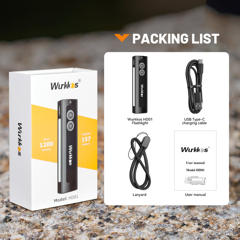 Wurkkos HD01 Rechargeable EDC Flashlight with Front Sport Light and Side flood light (90CRI)/RGB Light/Dual Switch/Magnetic Tail