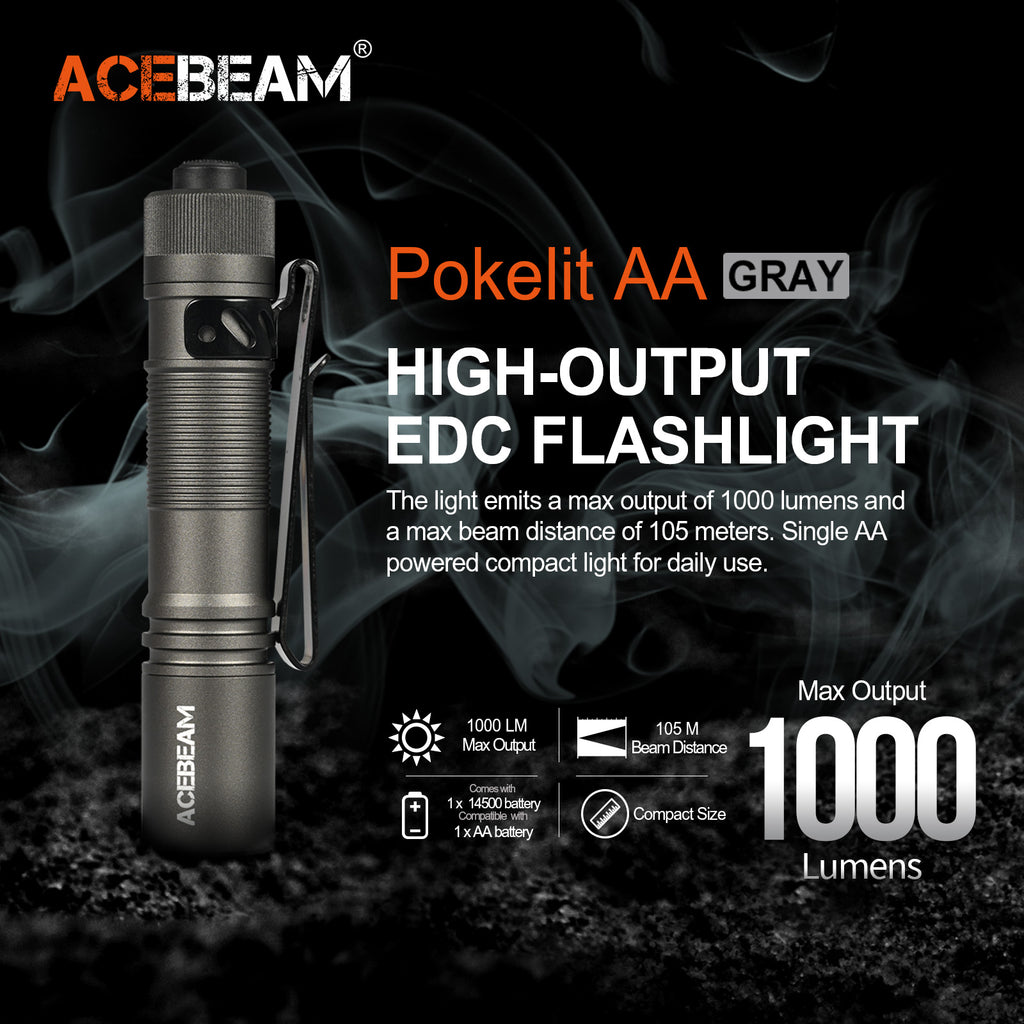 ACEBEAM Pokelit AA EDC Flashlight 1000 Lumens  USB-C Rechargeable IP68 Small Pocket LED Flashlight for Everyday Carry