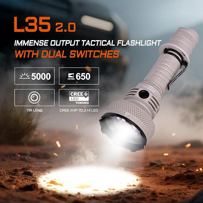 ACEBEAM L35 Tactical Torch, 5000 High Lumens Rechargeable Torch