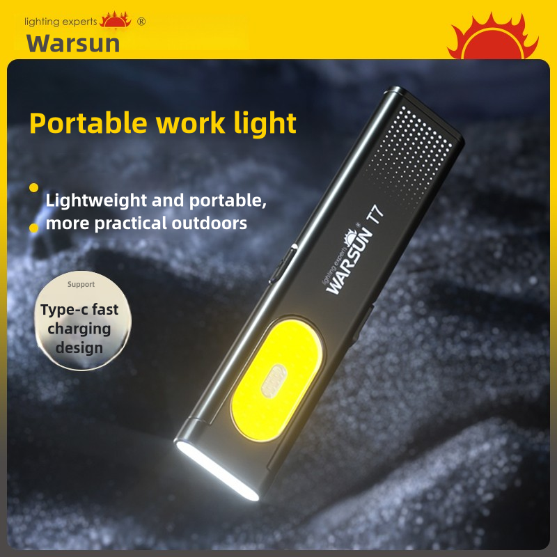 WARSUN T7 470 Lumen Portable Outdoor Rechargeable LED Flashlight Waterproof IP44 Magnetic Grip Multi-Function Work Light