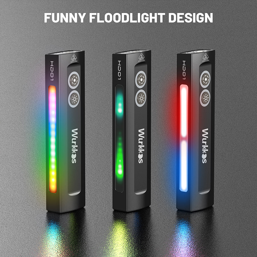 Wurkkos HD01 Rechargeable EDC Flashlight with Front Sport Light and Side flood light (90CRI)/RGB Light/Dual Switch/Magnetic Tail