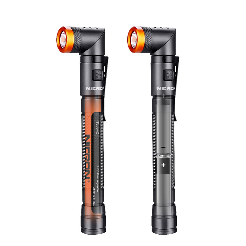 NICRON B73R Pen Flashlights 90 Degree Rotatable Flashlight 300 Lumen 4 Modes with SOS Rechargeable Flashlight, IPX4 Waterproof, Magnetic Light for Work,Repair, Emergency