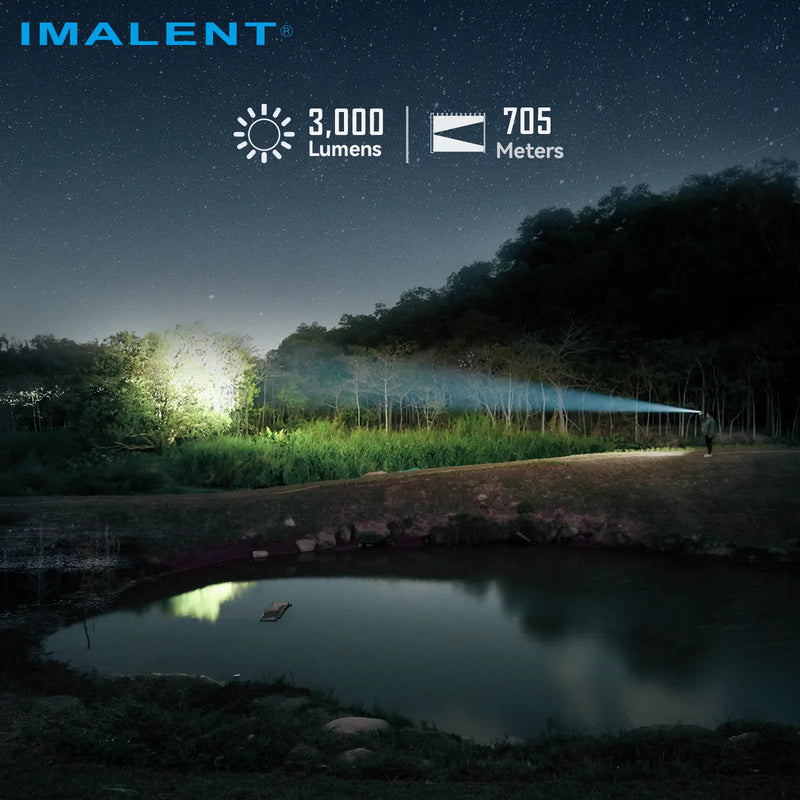 IMALENT BTL50 Digital Zoom Flashlight 3000LM 916M USB-C Rechargeable IP56 Waterproof EDC Torch for Camping Fishing Emergency