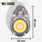WAIORD K1, IP65 Rechargeable Portable Keychain COB Flashlight 11-in-1 Function Design Magnetic Back Window Fishing Lights