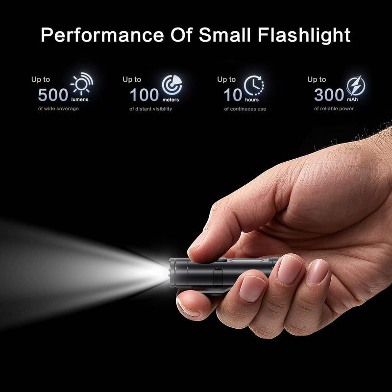 WAIORD K2,500 Lumens Rechargeable Keychain Flashlight LED Mini EDC Pocket Camping Flashlight Magnetic Back with Side Light