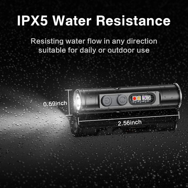 WAIORD K2,500 Lumens Rechargeable Keychain Flashlight LED Mini EDC Pocket Camping Flashlight Magnetic Back with Side Light