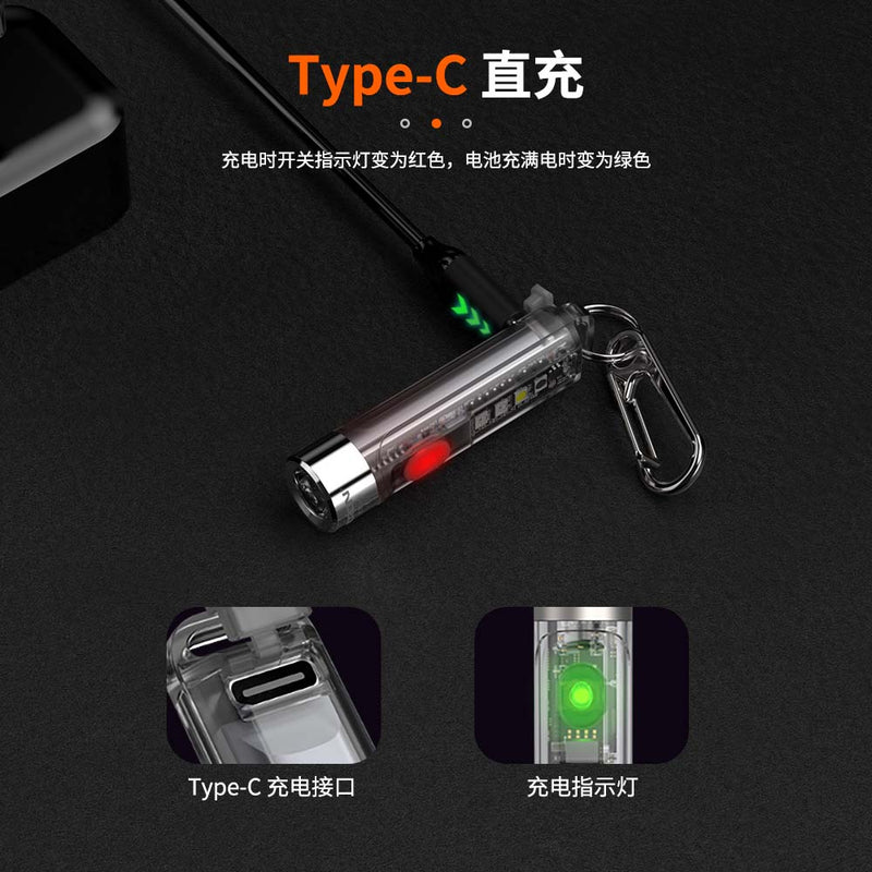 NICRON K11 V2 Rechargeable EDC Keychain flashlight with white/RGB/UV light，400 Hight Lumen with Extra 4 Sidelight, IPX4 EDC Mini Flashlight