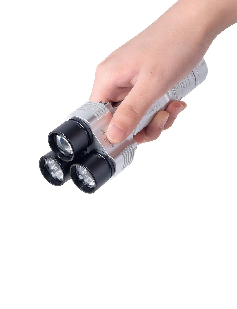 Niwalker ES3 PRO 21700 battery rechargeable triple heads cool white neutral white Multipurpose flashlight
