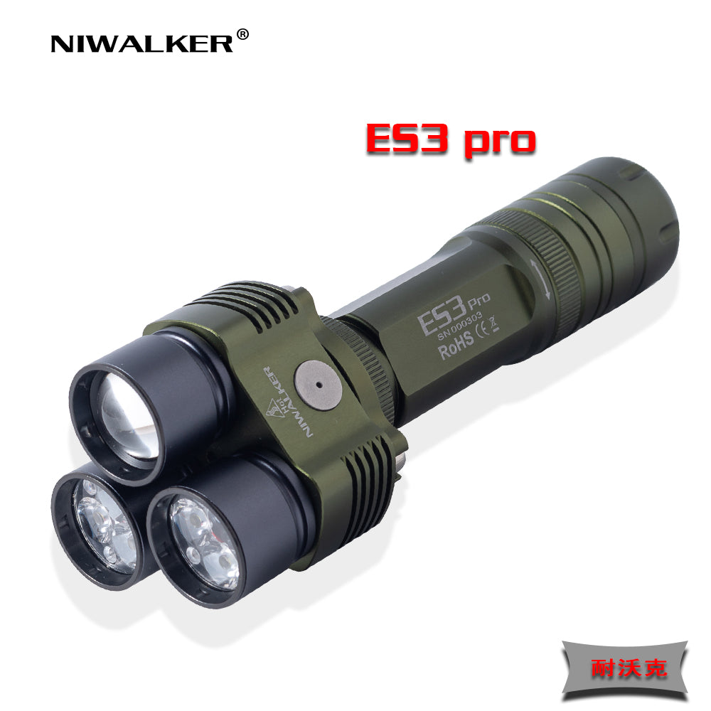 Niwalker ES3 PRO 21700 battery rechargeable triple heads cool white neutral white Multipurpose flashlight