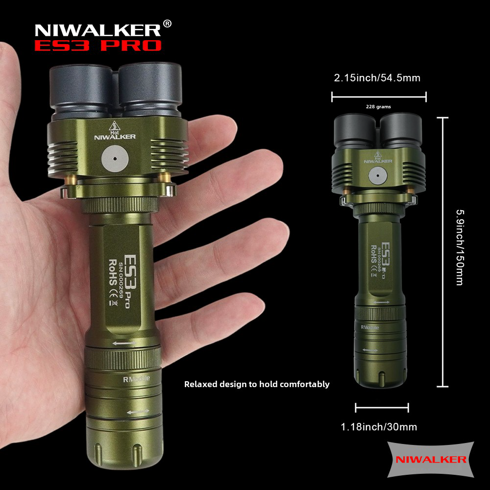 Niwalker ES3 PRO 21700 battery rechargeable triple heads cool white neutral white Multipurpose flashlight