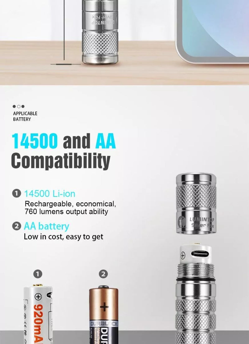 Lumintop Silver Fox 760 Lumens Magnetic EDC Flashlight