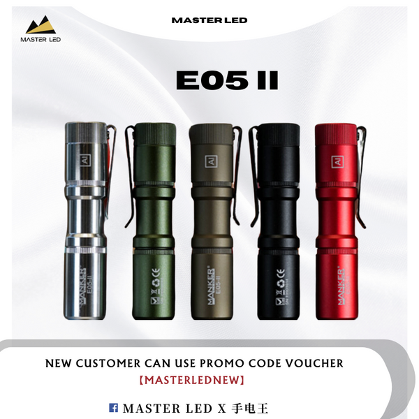 Manker E05 II 1300 Lumen Compact EDC Flashlight | 14500 | Master LED