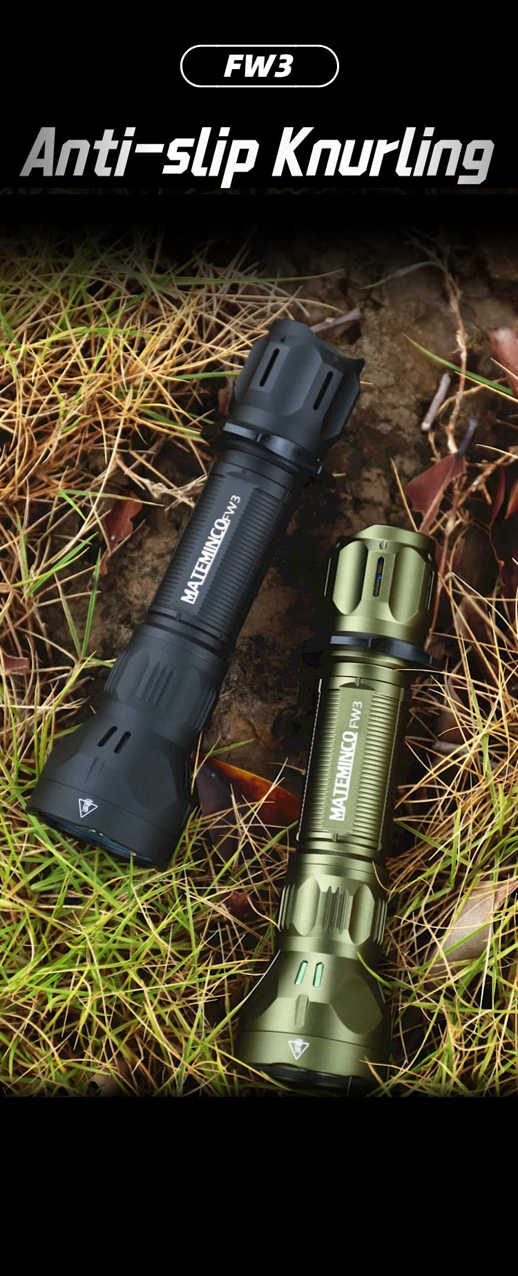 FW3 1550 Lumens 1356 Meters Outdoor Long Range Throw LED Tactical LEP Flashlight Torch for Hunting, Camping