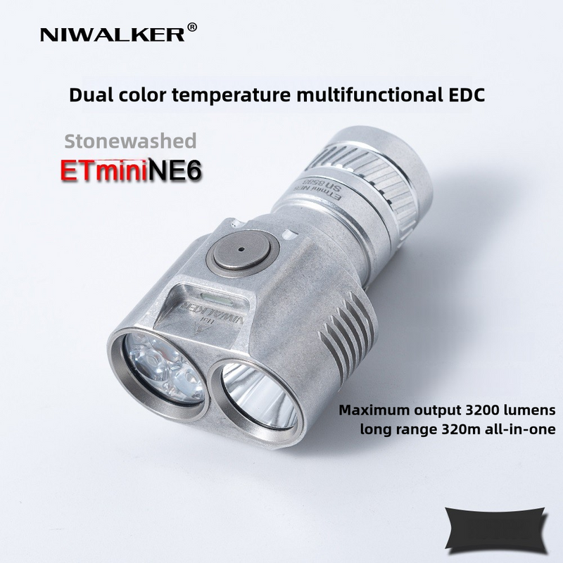 Niwalker ETmini  NE6 Stonewashed Titanium Dual Head 3200lm EDC Flashlight