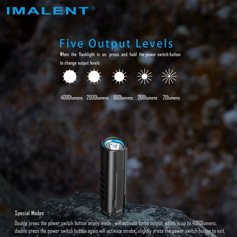 IMALENT LD70 Brightest EDC Flashlight, High Performance 4000 lumens Mini Torch -Use CREE XHP70.2 LED, Best LED torch with OLED Display for inspection and home checking