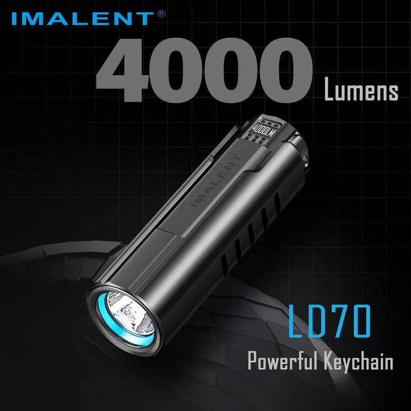 IMALENT LD70 Brightest EDC Flashlight, High Performance 4000 lumens Mini Torch -Use CREE XHP70.2 LED, Best LED torch with OLED Display for inspection and home checking