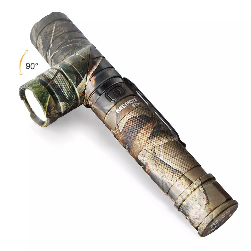 NICRON Flashlight, Rechargeable Twist Flashlight B70 Plus 1200 Lumen LED Flashlight 3-Color Light 90 Degree Camo with 360 Rotary Clip Waterproof